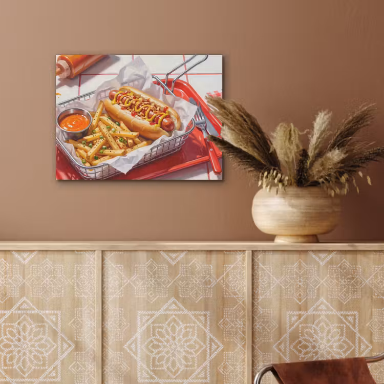Eten - Hotdog - Fastfood - Modern - Rood PET vilt klein -sfeer4