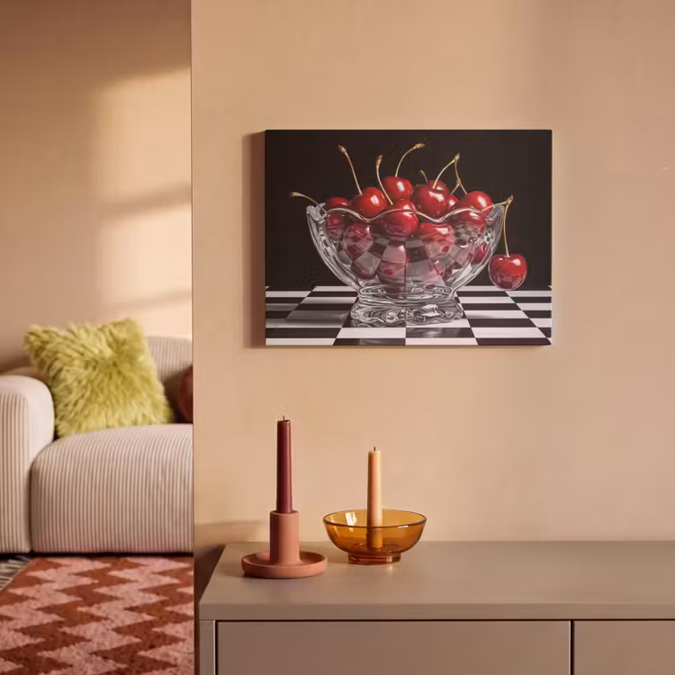 Akoestisch schilderij - Eten - Kersen - Rood - Eten - Kersen - Rood PET vilt klein