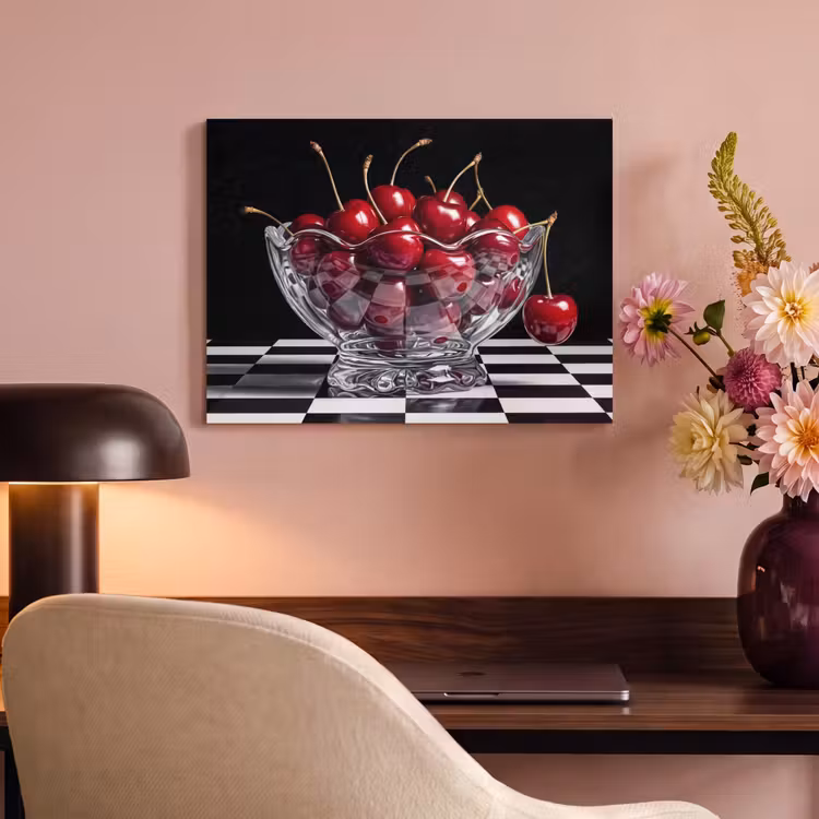 Akoestisch schilderij - Eten - Kersen - Rood - Eten - Kersen - Rood PET vilt klein