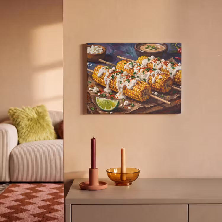 Eten - Maïs - Saus - Geschilderd - Geel PET vilt klein -sfeer1