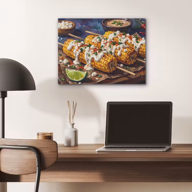 Eten - Maïs - Saus - Geschilderd - Geel PET vilt klein -sfeer5