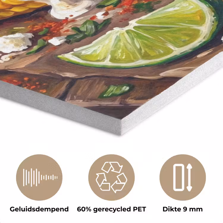 Eten - Maïs - Saus - Geschilderd - Geel PET vilt klein -closeup_NL