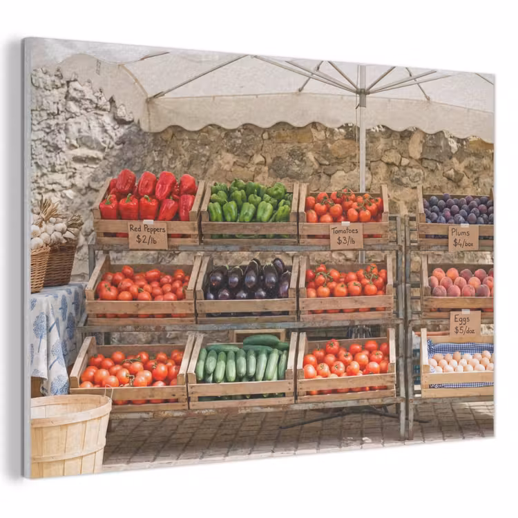 Akoestisch schilderij - Eten - Markt - Vers - Eten - Markt - Vers PET vilt klein