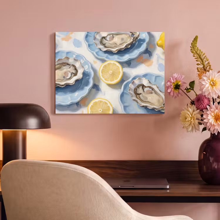 Eten - Oesters - Citroenen - Modern - Geel PET vilt klein -sfeer3