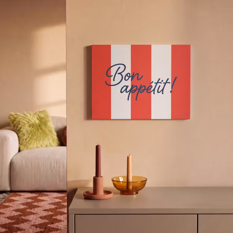 Eten - Spreuk - Keuken - Grafisch - Rood-Wit PET vilt klein -sfeer1