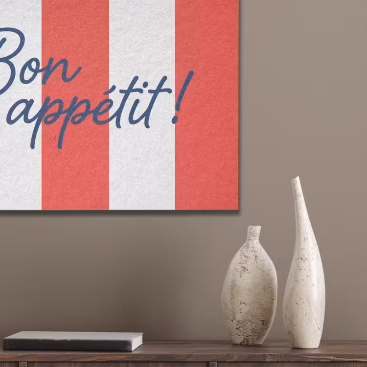 Eten - Spreuk - Keuken - Grafisch - Rood-Wit PET vilt klein -sfeer6_closeup