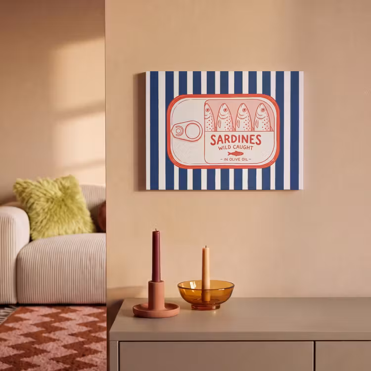 Eten - Vis - Blik - Illustratie - Rood PET vilt klein -sfeer1