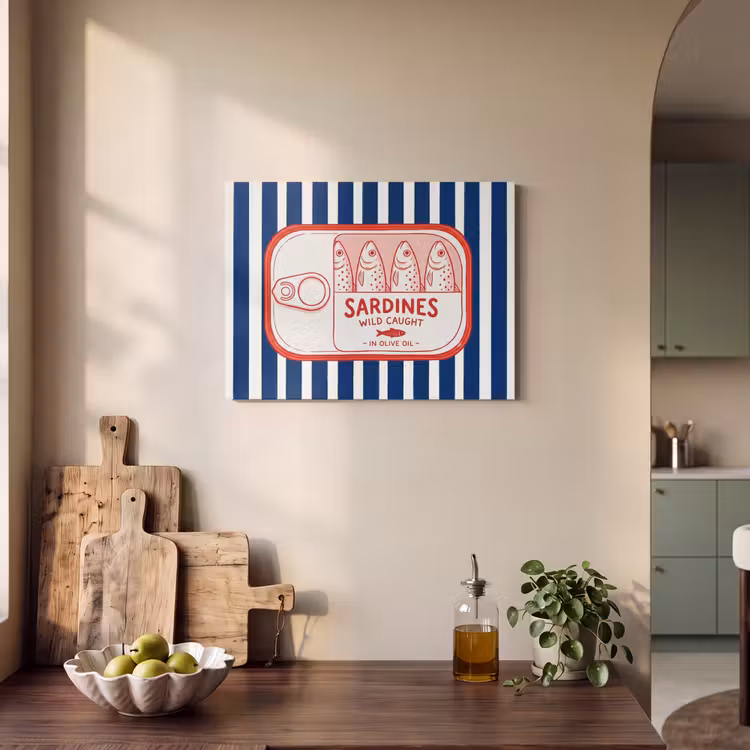 Eten - Vis - Blik - Illustratie - Rood PET vilt klein -sfeer2