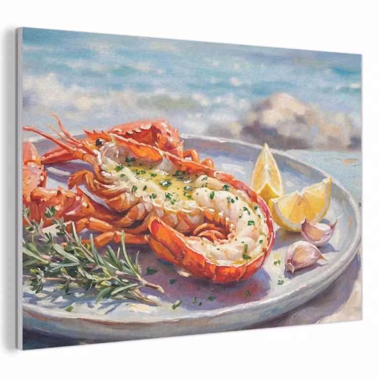 Eten - Zee - Kust - Modern - Blauw PET vilt klein -3d