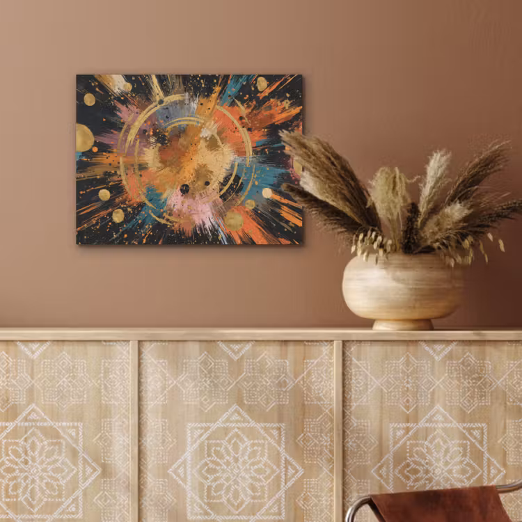 Explosie - Verfstructuur - Goud - Abstract PET vilt klein -sfeer4