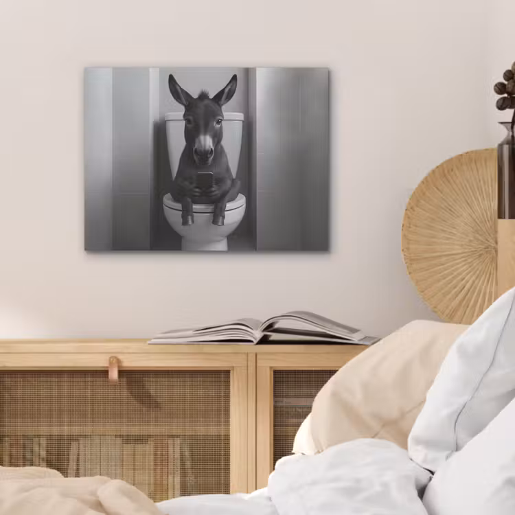 Ezel - Telefoon - Toilet - Zwart - Wit PET vilt klein -sfeer3