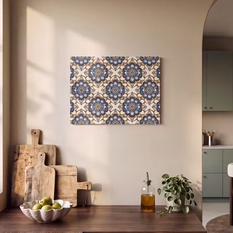 Floraal - Ornament - Blauw PET vilt klein 837 -sfeer2