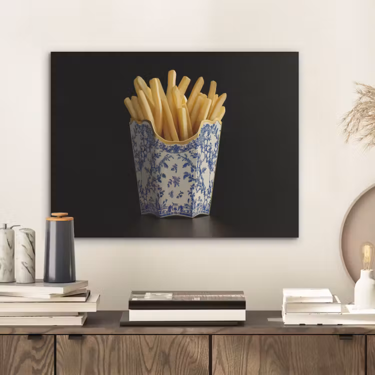 Friet - Porselein - Delfts blauw - Eten PET vilt klein -sfeer1