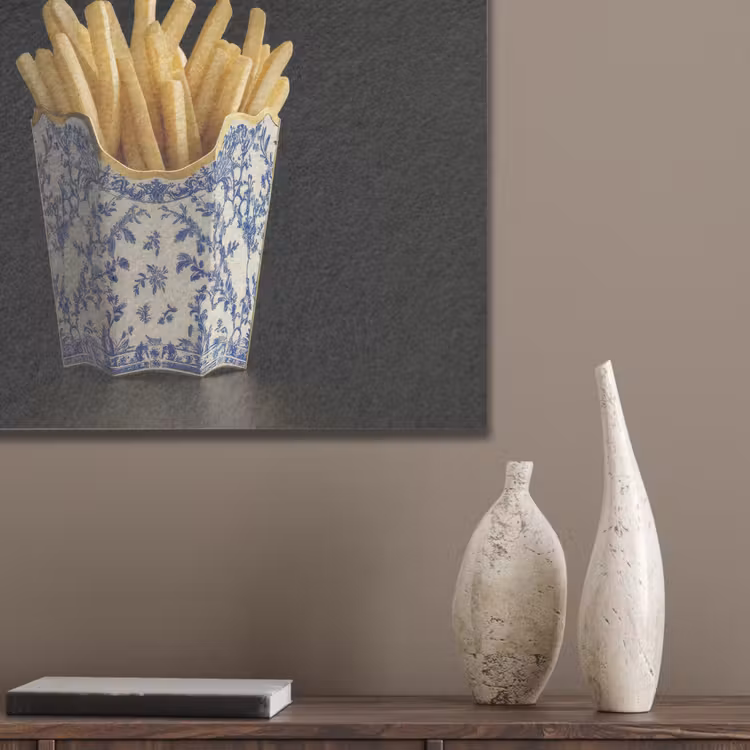 Friet - Porselein - Delfts blauw - Eten PET vilt klein -sfeer6_closeup