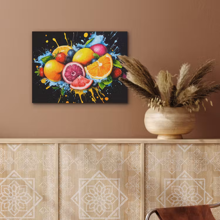 Fruit - Graffiti - Kleurrijk - Sinaasappel - Aardbei - Abstract PET vilt klein -sfeer4
