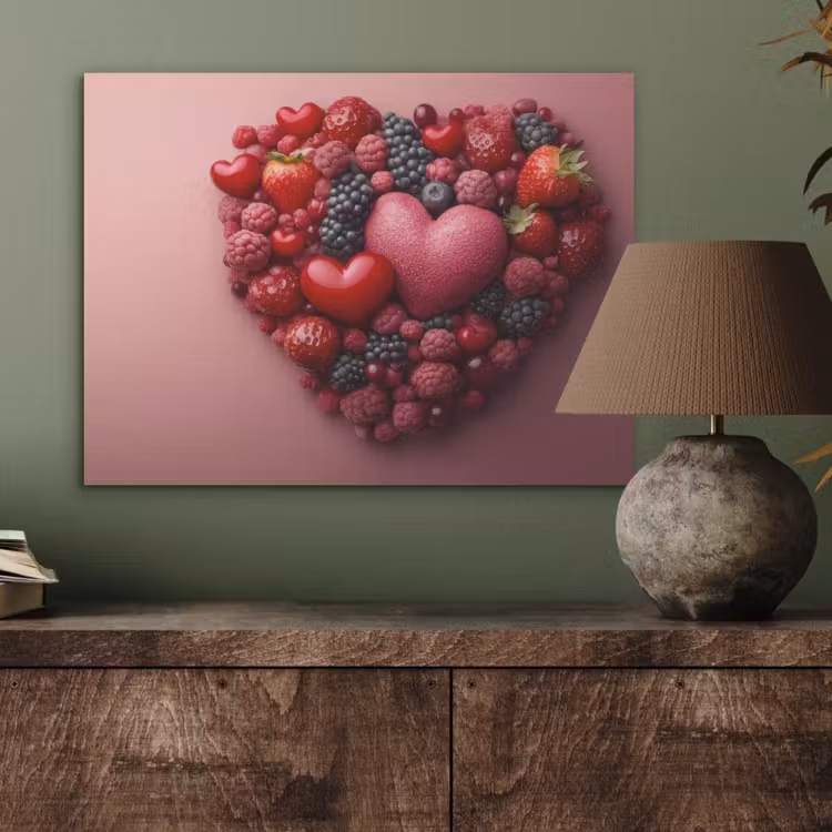 Fruit - Hartjes - Aardbeien - Frambozen - Bosbessen PET vilt klein -sfeer2