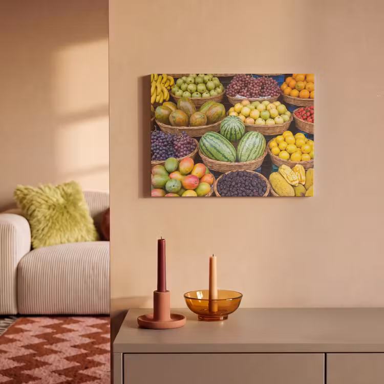 Akoestisch schilderij - Fruit - Markt - Kleurrijk - Fruit - Markt - Kleurrijk PET vilt klein