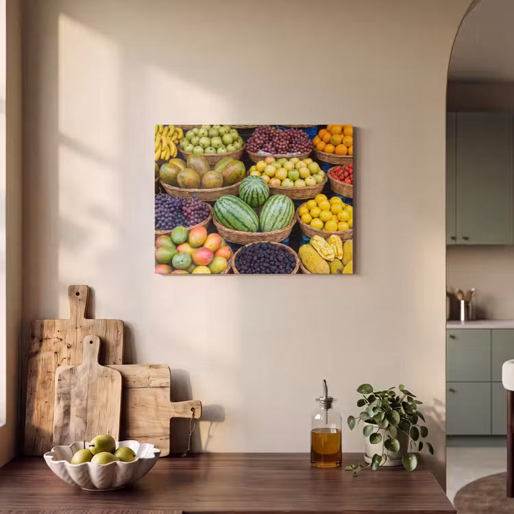 Akoestisch schilderij - Fruit - Markt - Kleurrijk - Fruit - Markt - Kleurrijk PET vilt klein