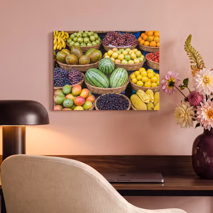 Akoestisch schilderij - Fruit - Markt - Kleurrijk - Fruit - Markt - Kleurrijk PET vilt klein