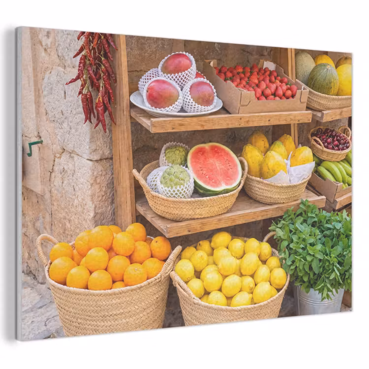 Akoestisch schilderij - Fruit - Markt - Vers - Fruit - Markt - Vers PET vilt klein