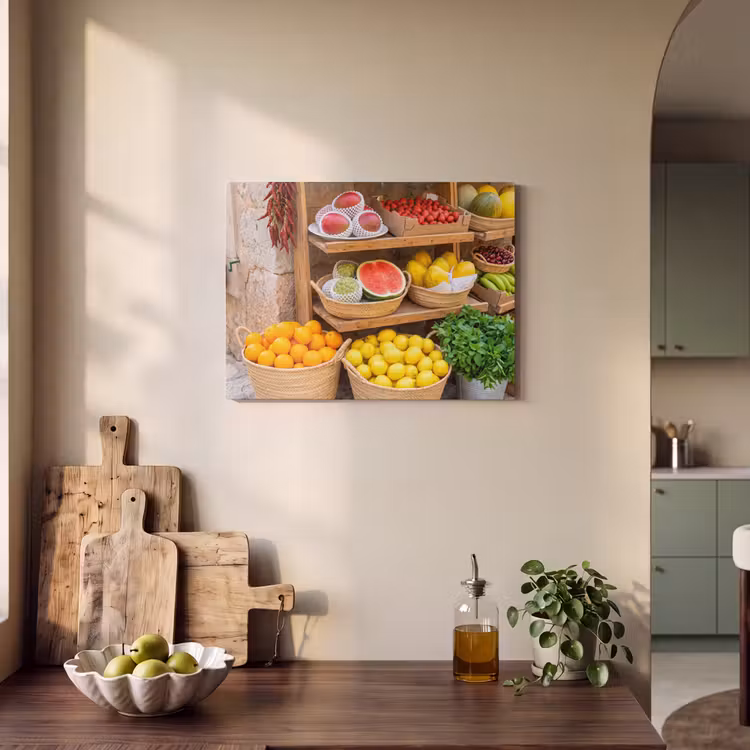 Akoestisch schilderij - Fruit - Markt - Vers - Fruit - Markt - Vers PET vilt klein