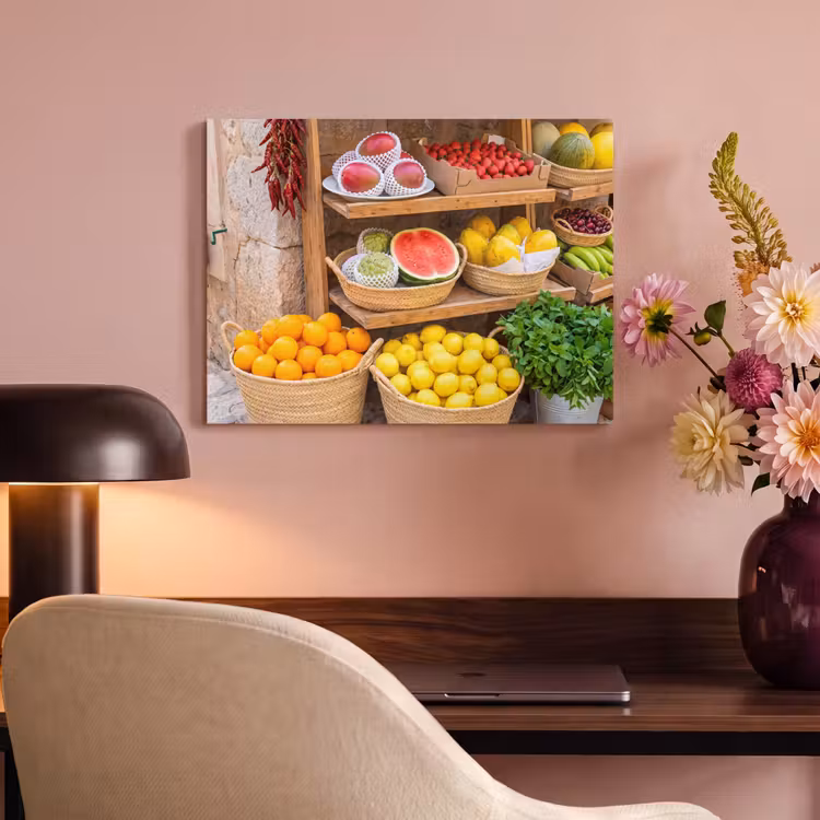 Akoestisch schilderij - Fruit - Markt - Vers - Fruit - Markt - Vers PET vilt klein