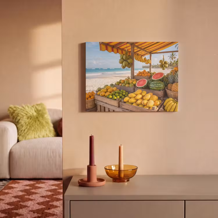 Akoestisch schilderij - Fruit - Strand - Tropisch - Fruit - Strand - Tropisch PET vilt klein