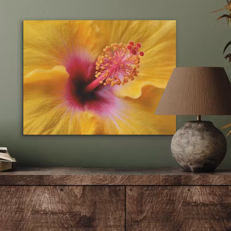 Geel - Hibiscus - Tropisch PET vilt klein -sfeer2