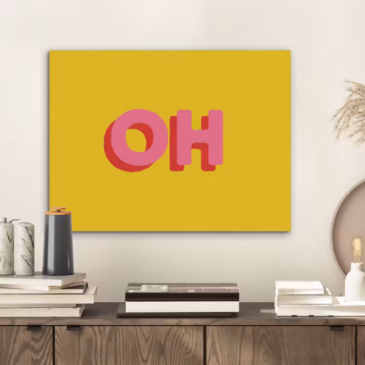 Geel - Roze - Oh - 3D PET vilt klein -sfeer1