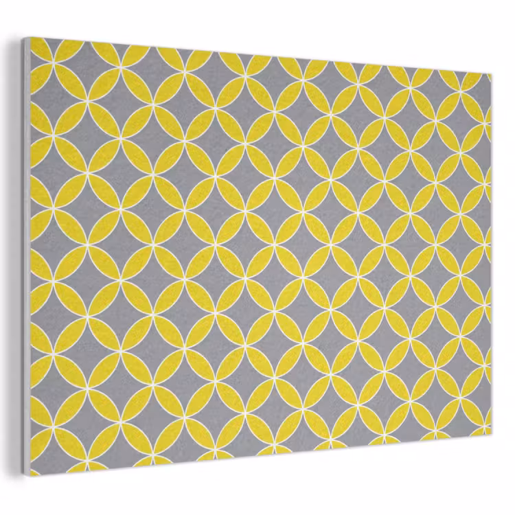 Geometrisch - Cirkels - Modern - Grijs - Geel PET vilt klein 837 -3d