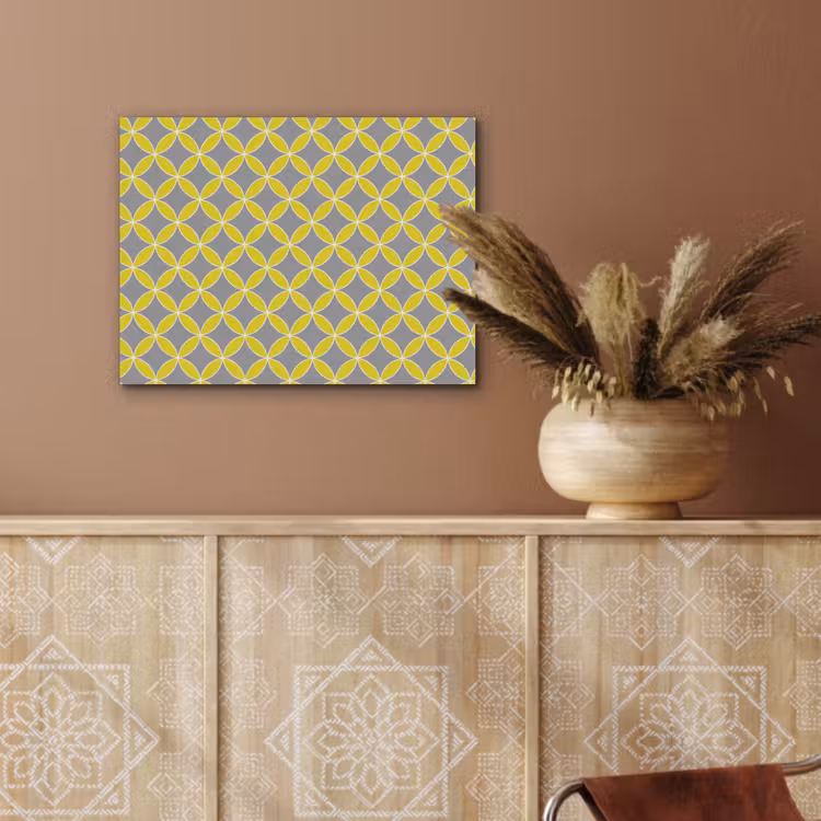Geometrisch - Cirkels - Modern - Grijs - Geel PET vilt klein 837 -sfeer4