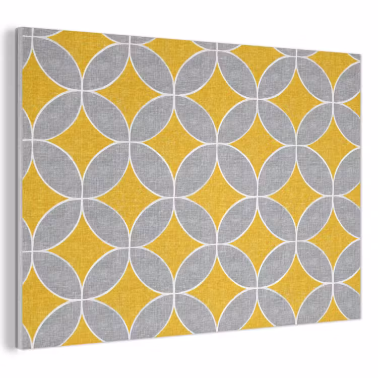 Geometrisch - Cirkels - Textuur - Grijs - Geel PET vilt klein 837 -3d