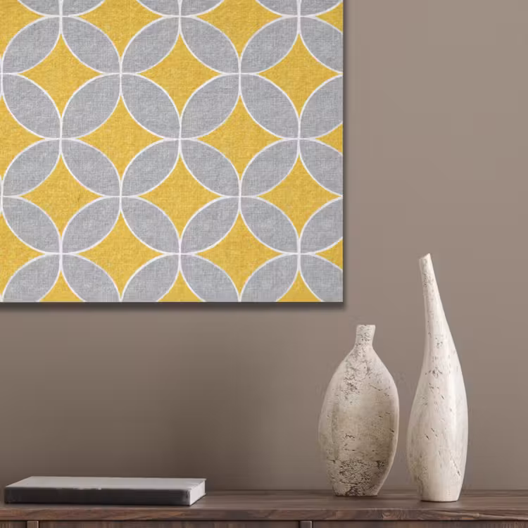 Geometrisch - Cirkels - Textuur - Grijs - Geel PET vilt klein 837 -sfeer6_closeup