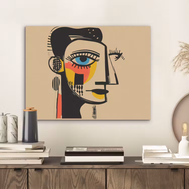 Geometrisch - Felle kleuren - Kubistische stijl PET vilt klein -sfeer1