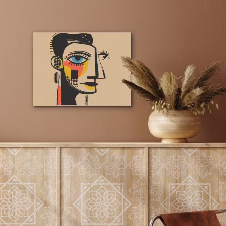 Geometrisch - Felle kleuren - Kubistische stijl PET vilt klein -sfeer4