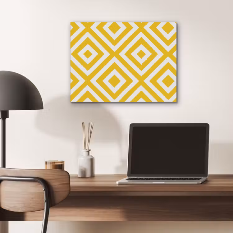 Geometrisch - Lijnen - Modern - Geel - Wit PET vilt klein 837 -sfeer5