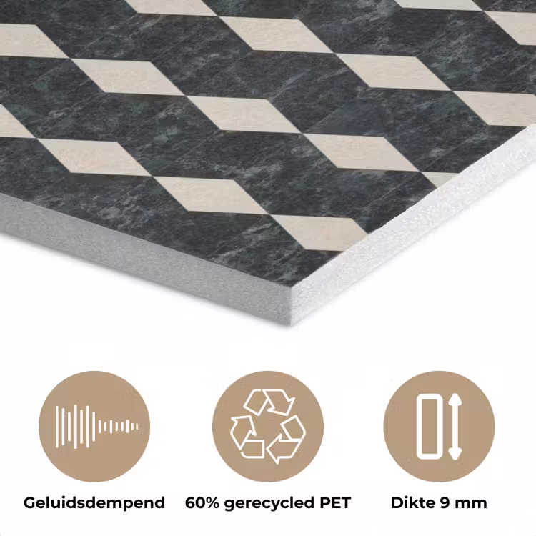 Geometrisch - Patroon - Marmer - Groen PET vilt klein 837 -closeup_NL
