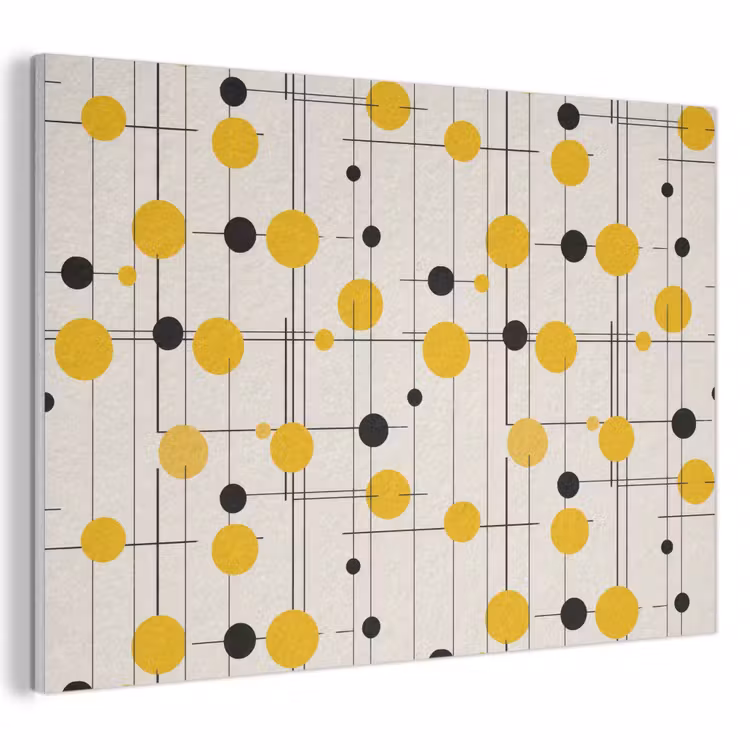 Geometrisch - Retro - Lijnen - Okergeel - Zwart PET vilt klein 837 -3d