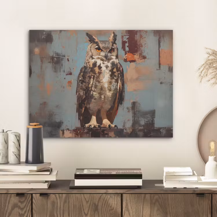 Geschilderd - Abstract - Uil - Bruin PET vilt klein -sfeer1