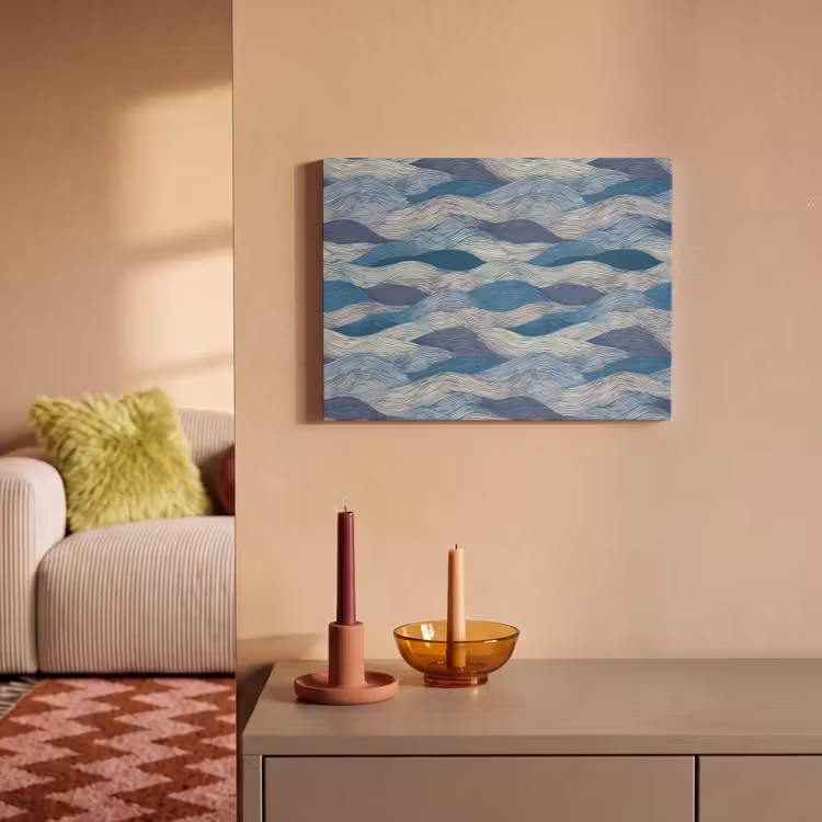 Getekend - Blauw - Wit - Golvend - Streepjes PET vilt klein 837 -sfeer1