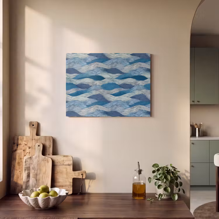 Getekend - Blauw - Wit - Golvend - Streepjes PET vilt klein 837 -sfeer2