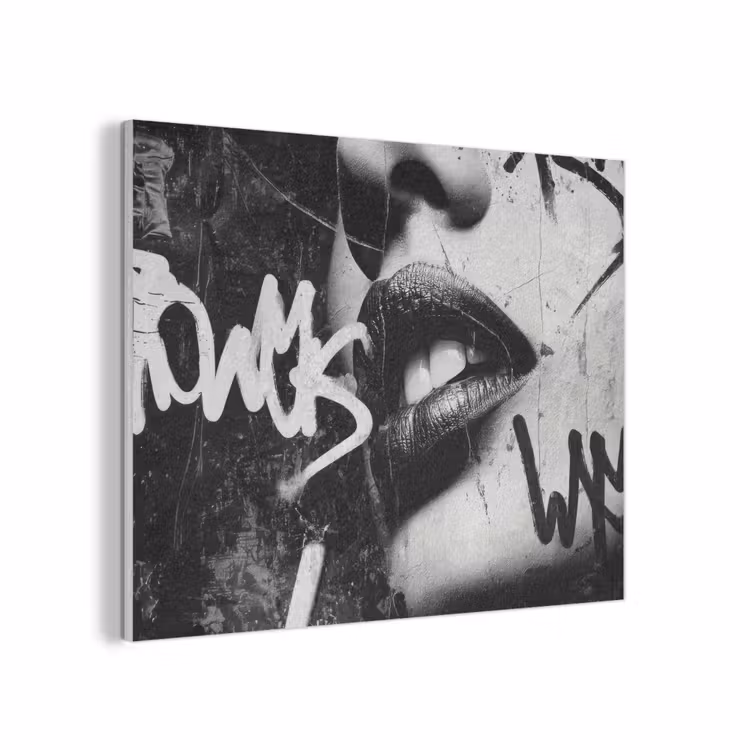 Gezicht - Mond - Graffiti - Zwart PET vilt klein -3d
