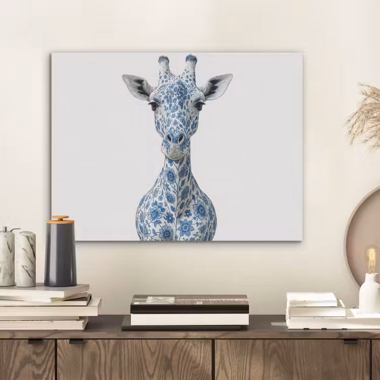 Giraffe - Delfts blauw - Dieren - Minimalistisch PET vilt klein -sfeer1