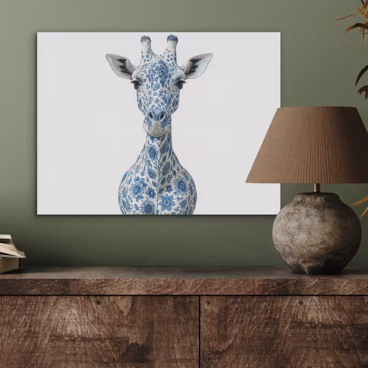 Giraffe - Delfts blauw - Dieren - Minimalistisch PET vilt klein -sfeer2