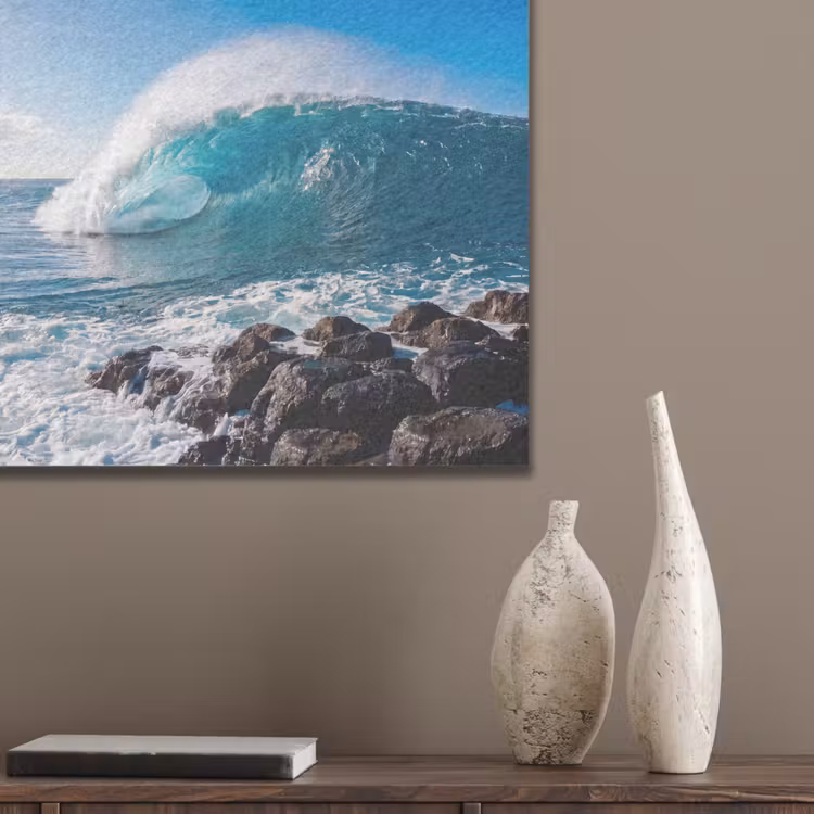 Golf - Oceaan - Brekend - Water - Blauw PET vilt klein -sfeer6_closeup