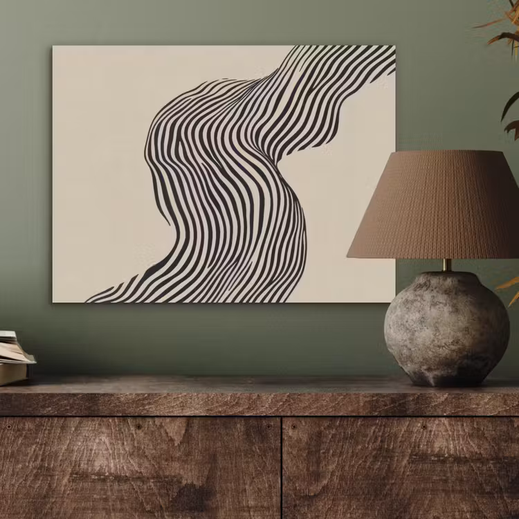 Golvend - Lijnen - Abstract - Silhouet PET vilt klein -sfeer2