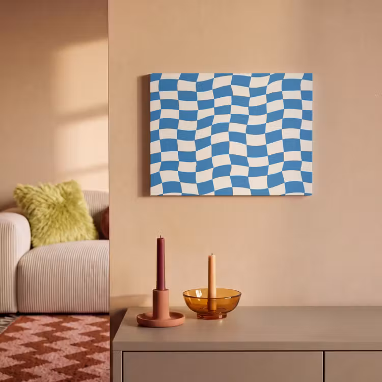 Golvend - Patroon - Blauw PET vilt klein 837 -sfeer1