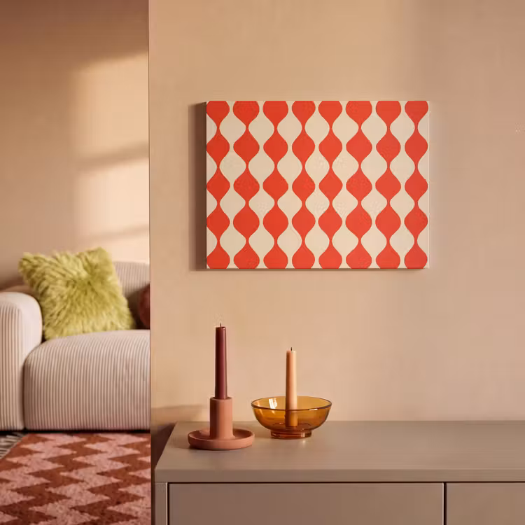 Golvend patroon - Retro - Rood - Beige PET vilt klein 837 -sfeer1