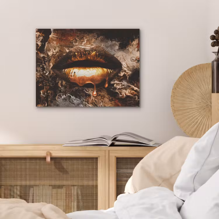 Goud - Lippen - Kunst PET vilt klein -sfeer3