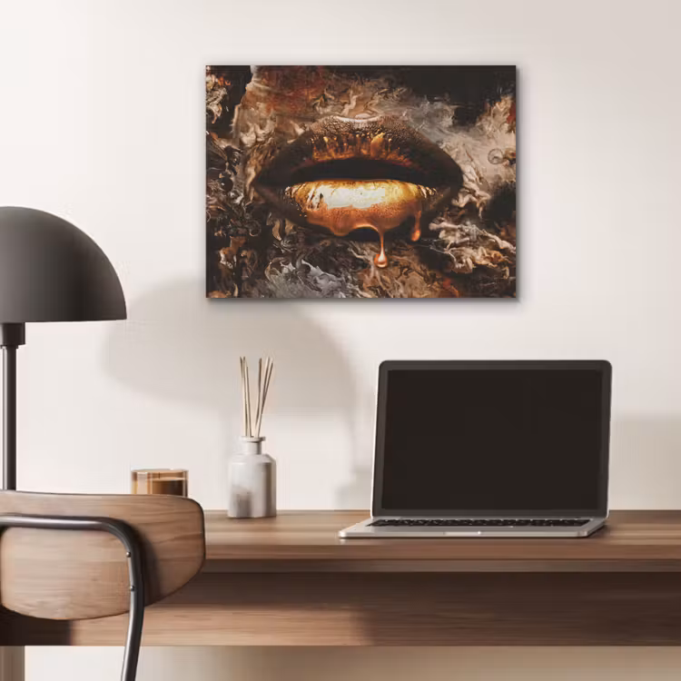 Goud - Lippen - Kunst PET vilt klein -sfeer5